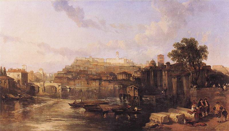 David Roberts View on the Tiber Looking Towards Mounts Palatine and Aventine Sweden oil painting art